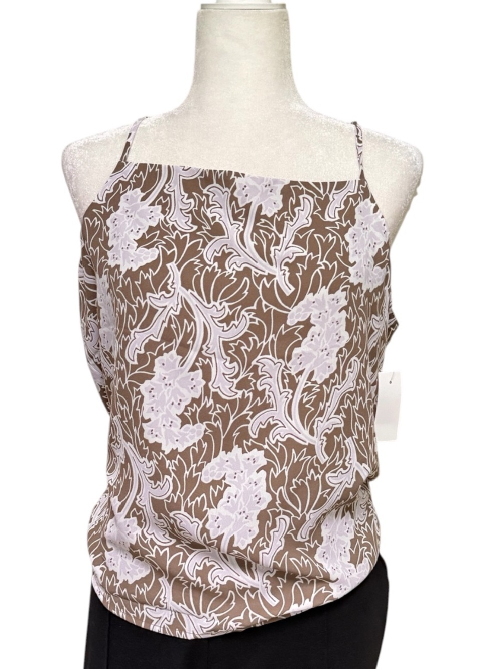 Women’s Floral Print Square-Neck Cami Top - Brown/White